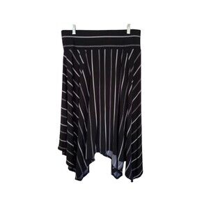 Lane Bryant Handkerchief Skirt Women 14/16 Black Stripe Stretch Slimming